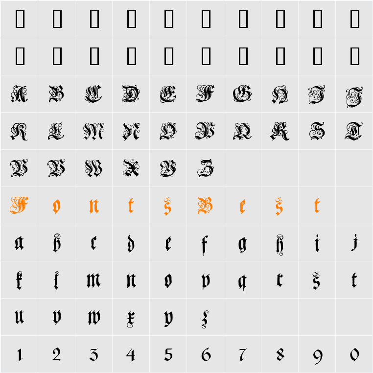 CoelnischeCurrentFraktur Character Map