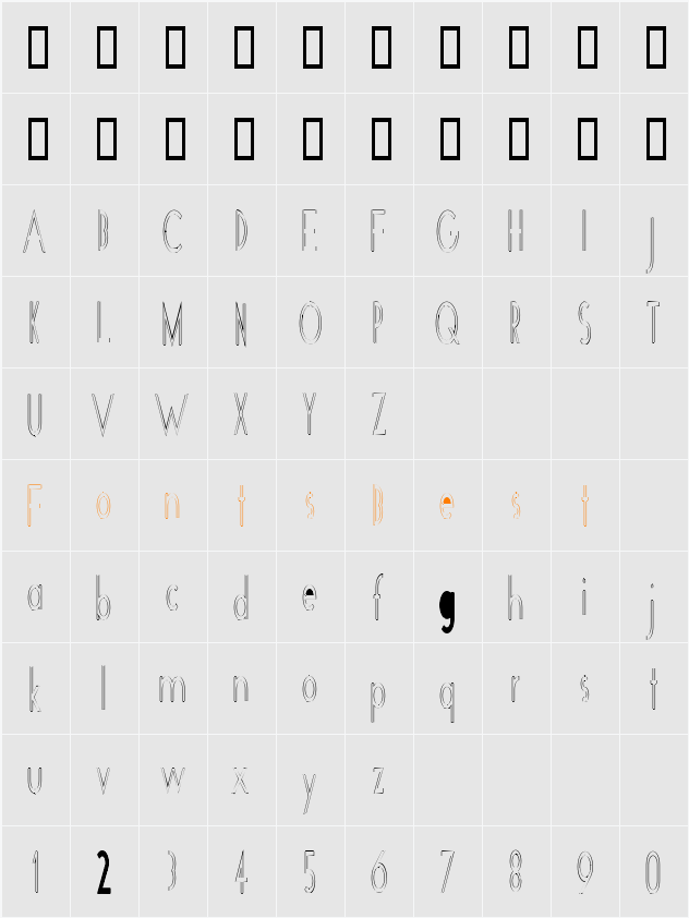 StretchHollowLight Character Map