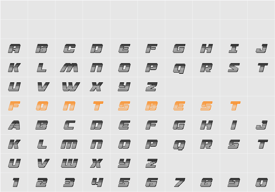 Drone Tracker Chrome Italic Character Map