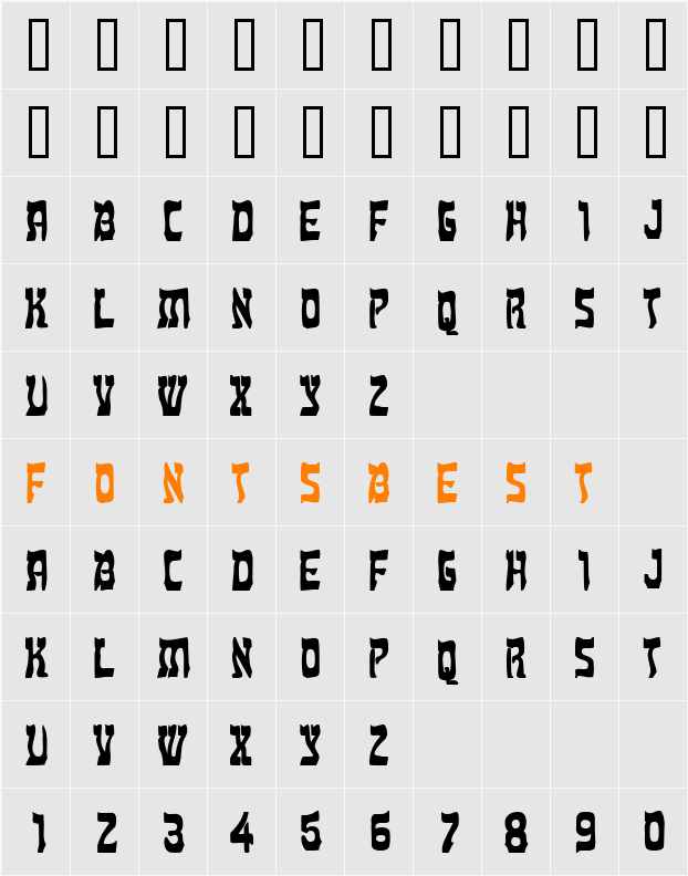 Kosher Condensed Character Map