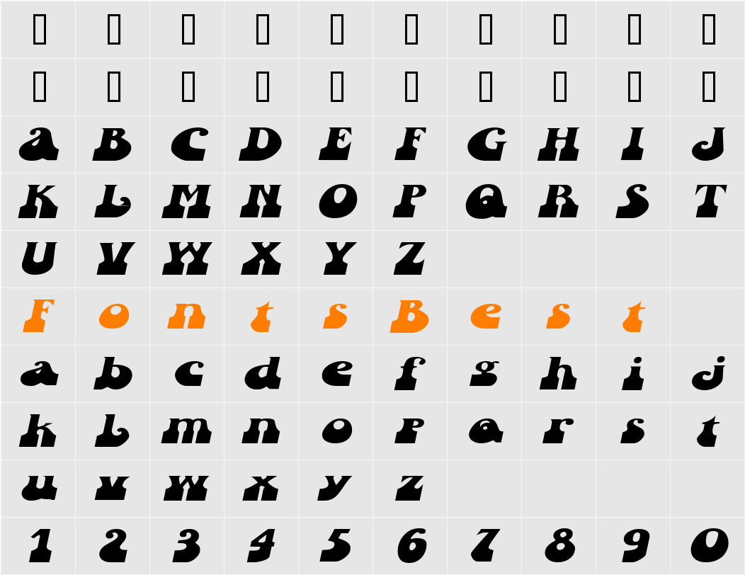 SandCastlesExtended Character Map