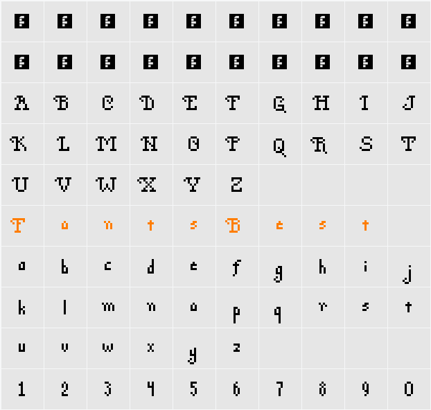 Po$h Pixels Character Map