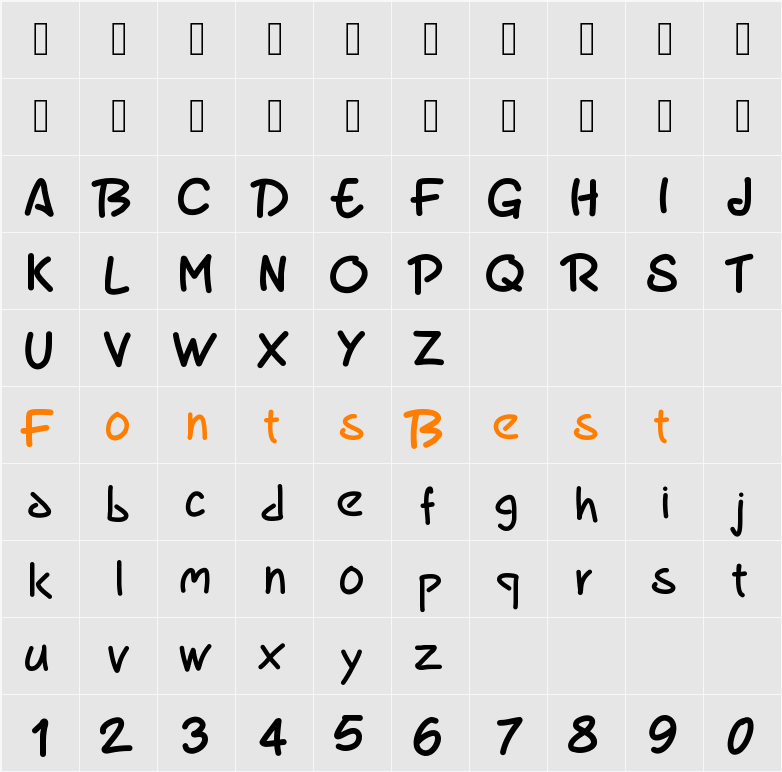 PWMarker Character Map