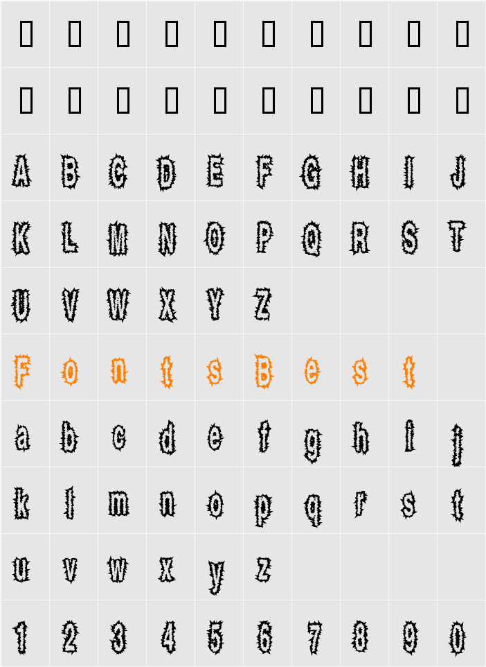 ShockThick Character Map