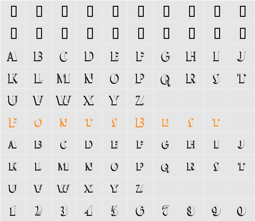 OakParkExtruded Character Map