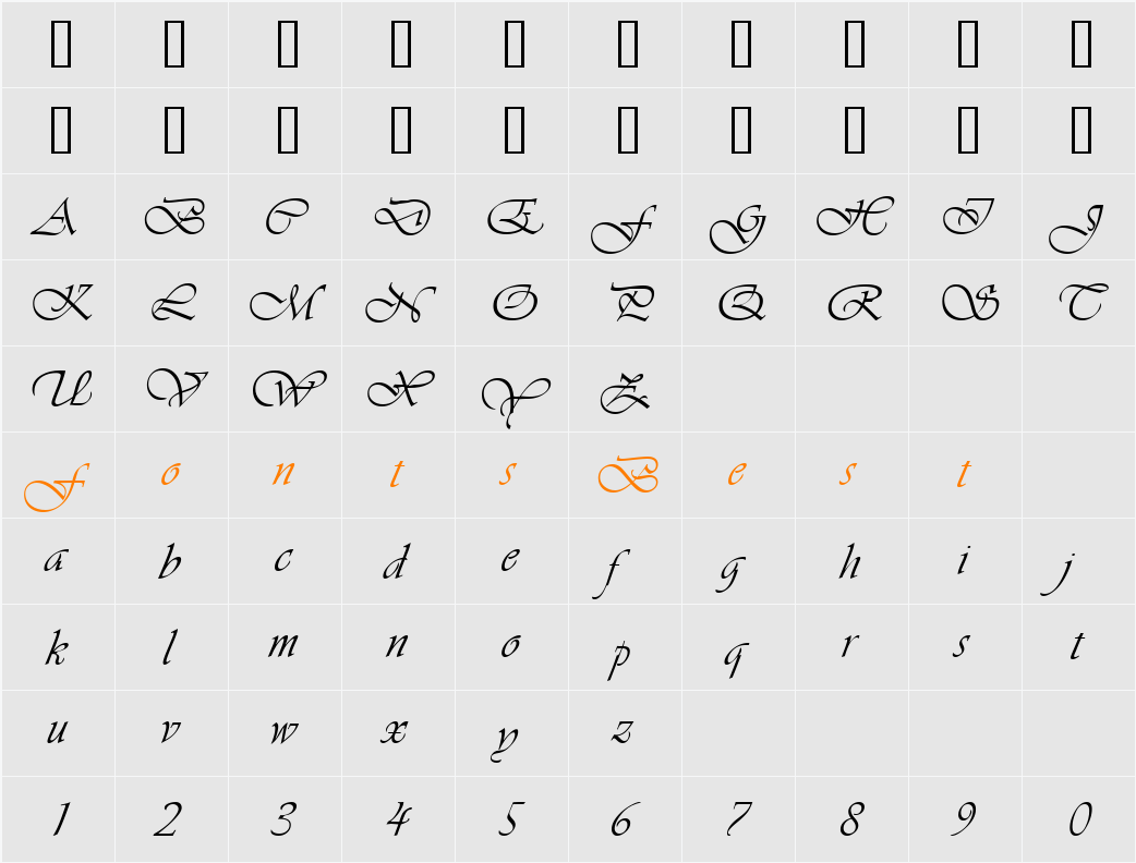 Vianta Character Map