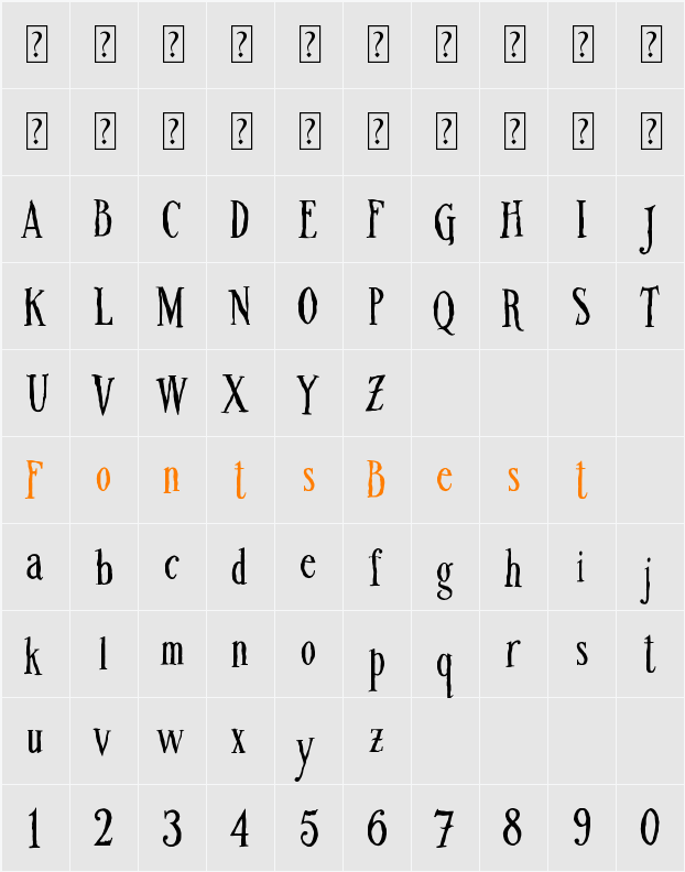 Boxtrolls Font Character Map