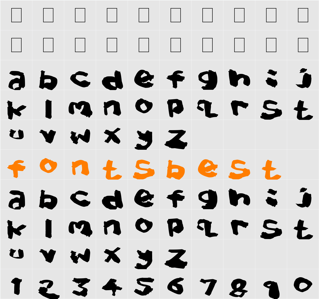 Splat Brush Character Map