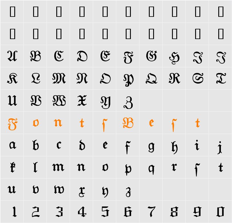 SWGothg Character Map