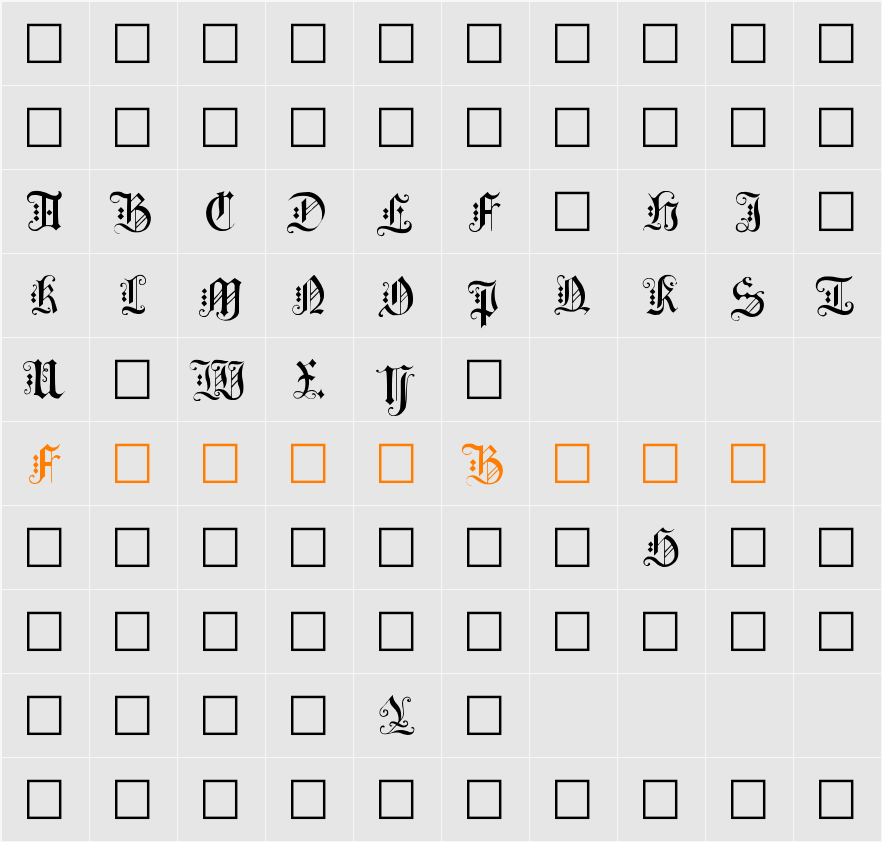 Elegant Capitals II Character Map