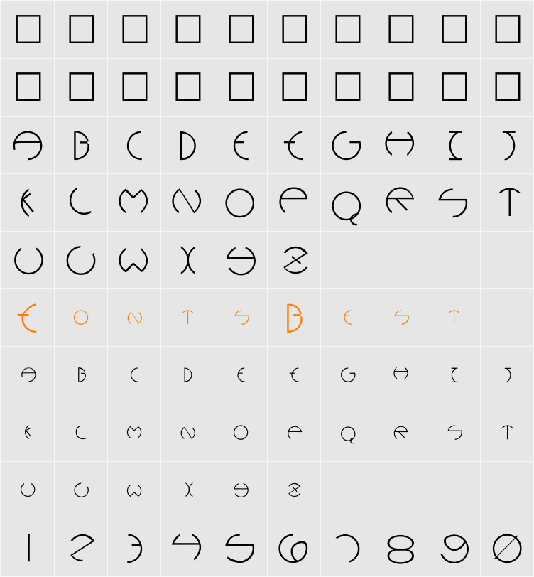 Rounders Plain Character Map