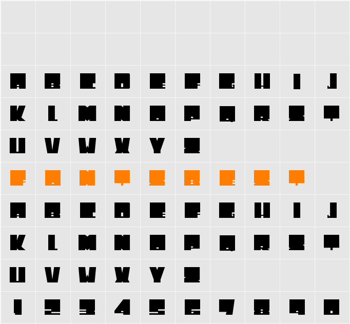 Tonelada Character Map