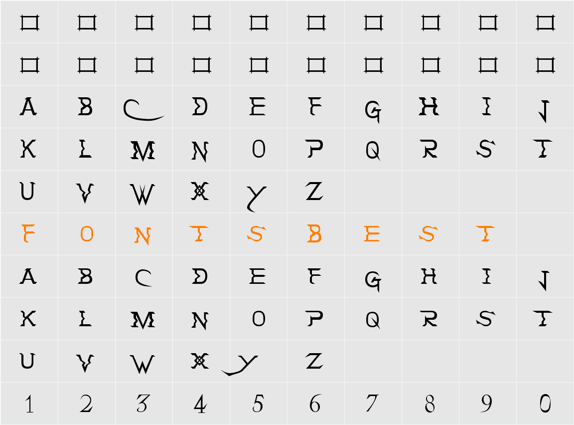 Holitter Tittanium Character Map