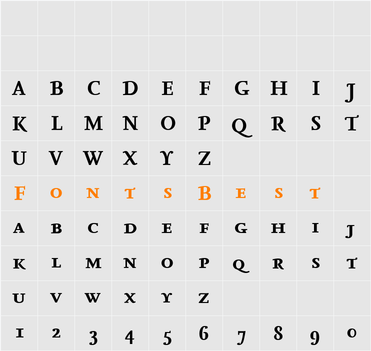 Seria-BoldItalicCaps Character Map