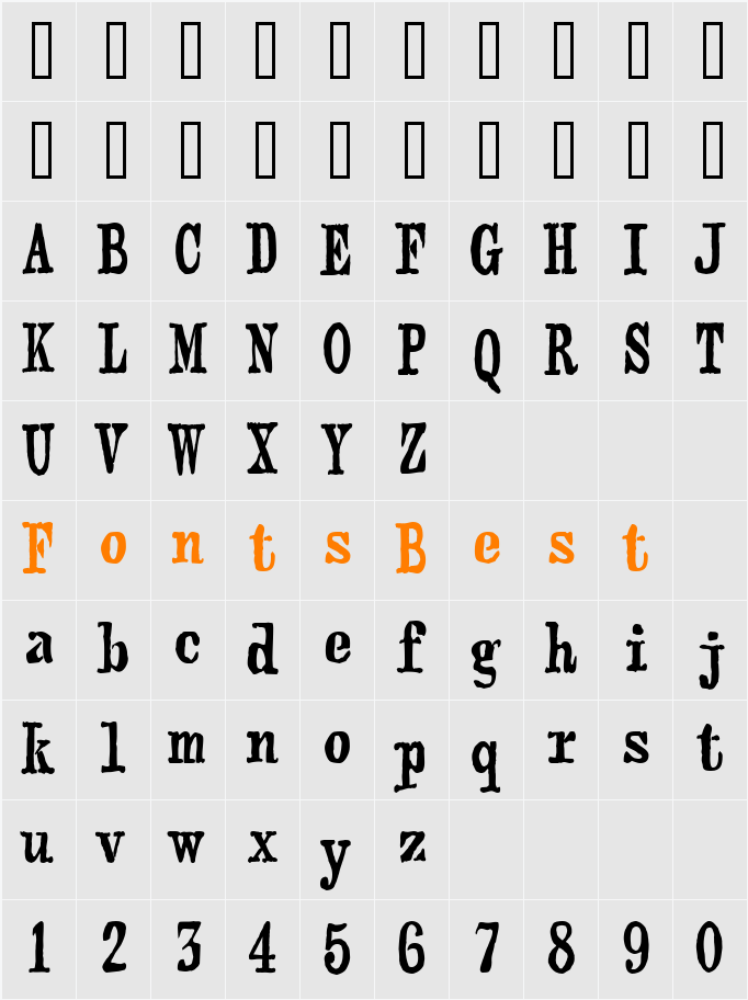 webster Character Map