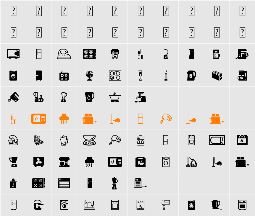 Home Appliances Character Map