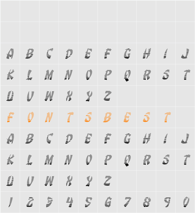 Egg Roll Gradient Italic Character Map