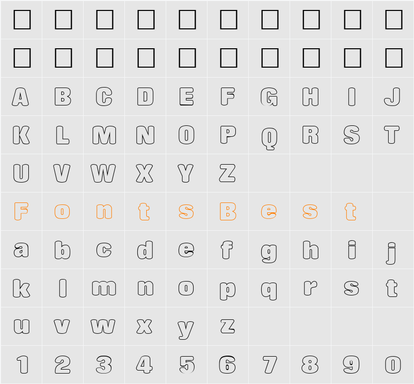 RollingOutline Character Map