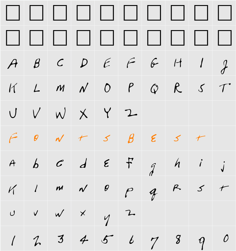 LEHN104 Character Map