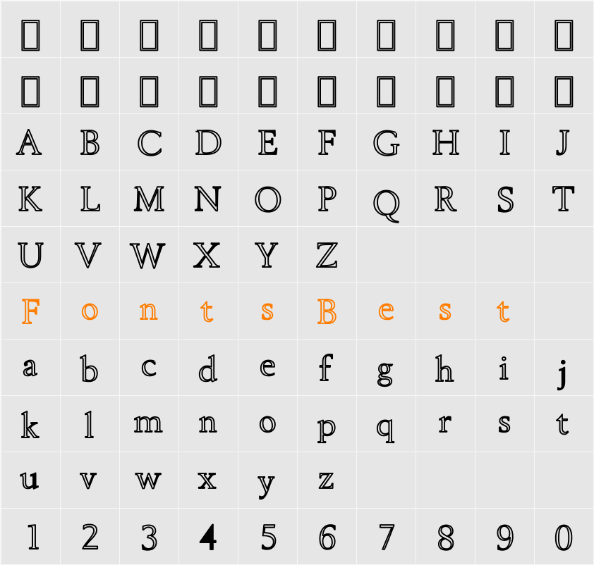 Revive OV Hollow bold Character Map