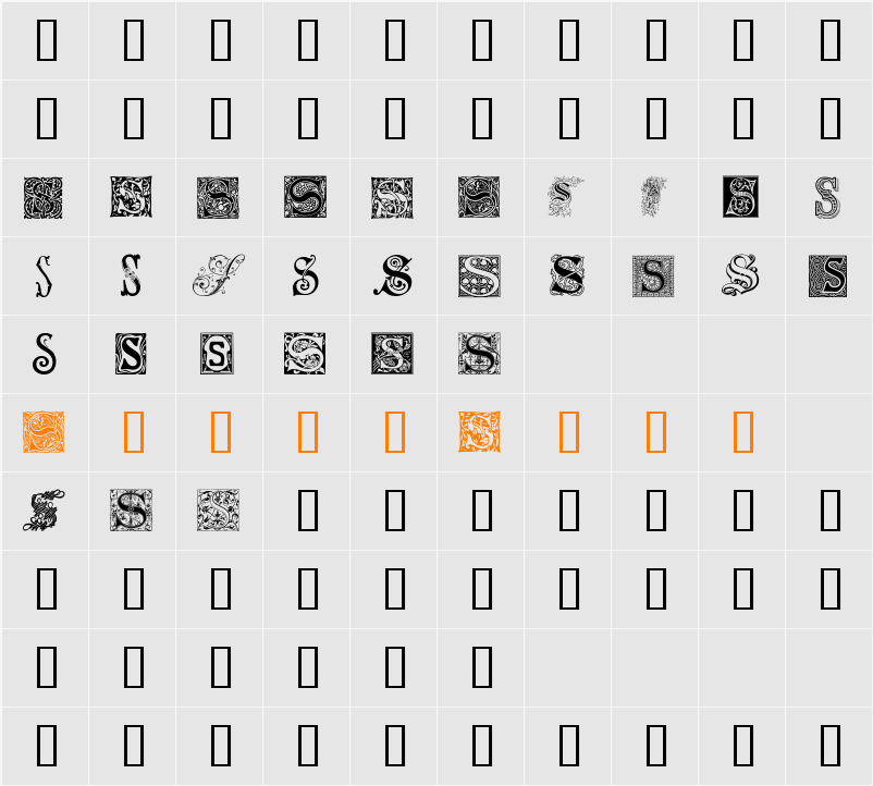 Ornamental Initials S Character Map