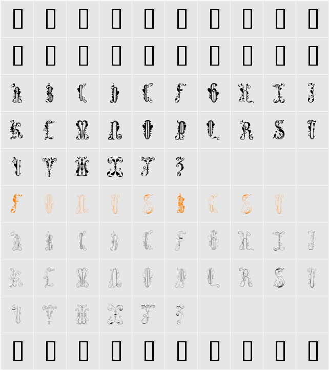 Folhas Caps Character Map