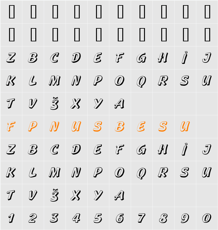 Lazuri  UTOPIC Character Map