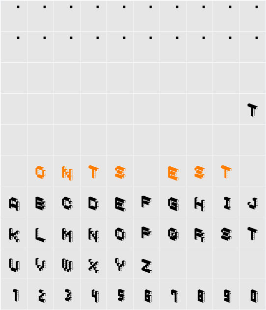 DemonCubicBlockFont Dark Character Map