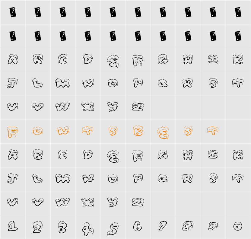 SnowFrosting Character Map