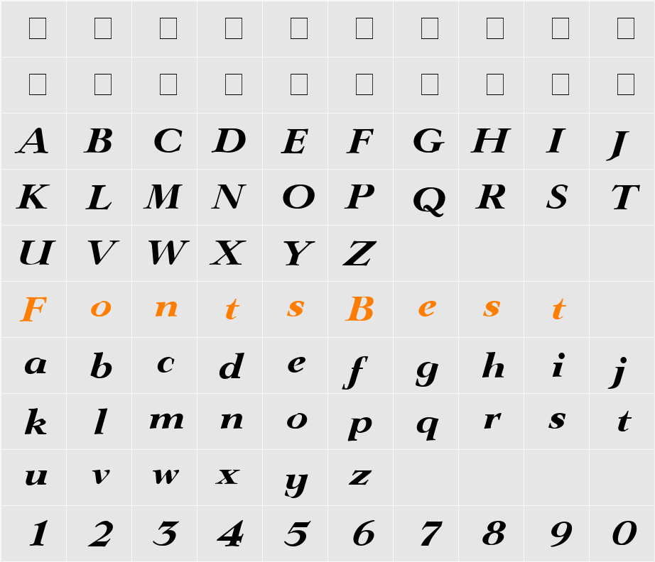 Terono Display SSi Character Map