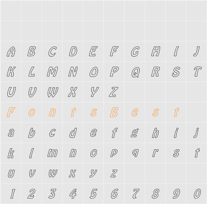 Vagabond Hollow Italic Character Map