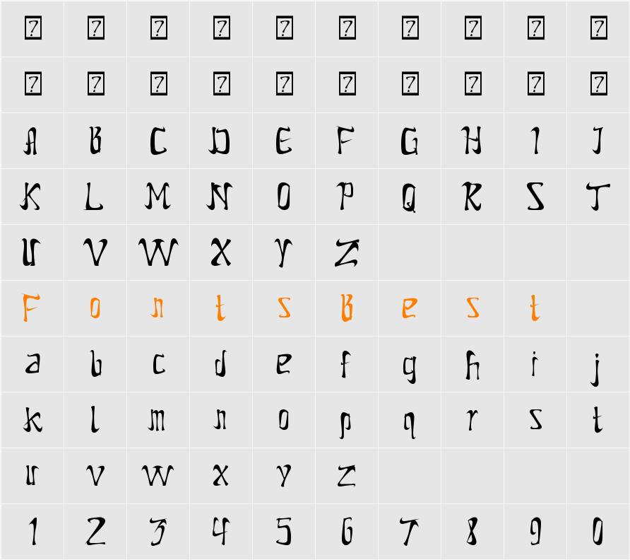 Nike 90 Character Map