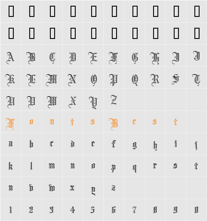 ManuscriptOpen Character Map