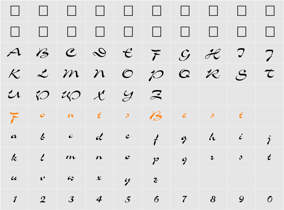 QTSlogantype Character Map