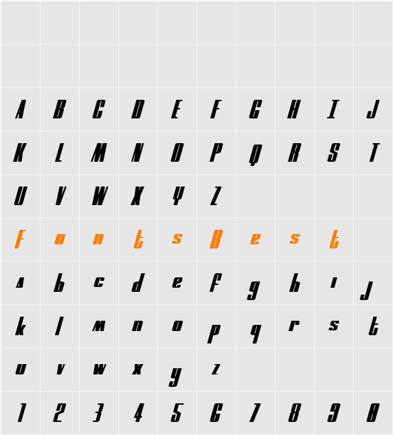 MOON Runner Squat Italic Character Map