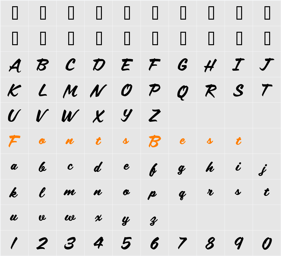 Scriptorama Tradeshow JF Character Map