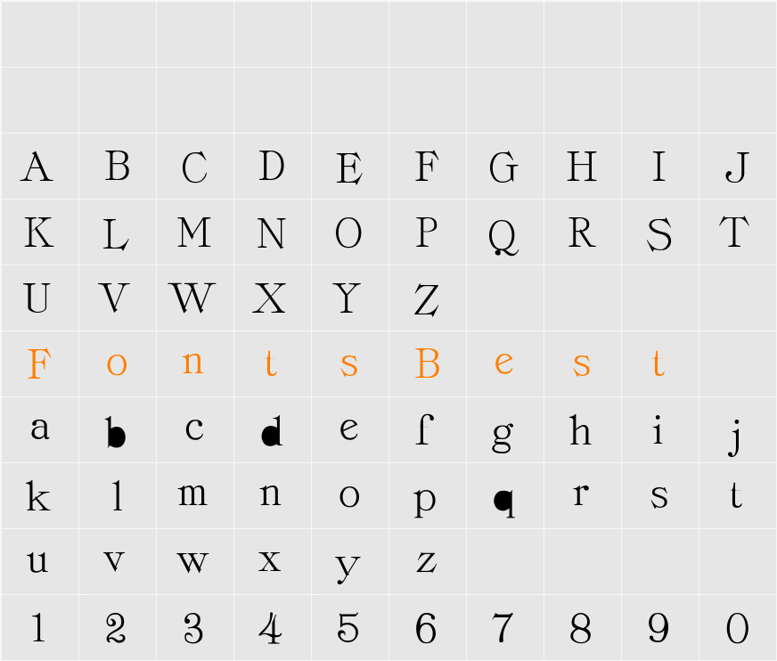 RSClassicaRoman Character Map