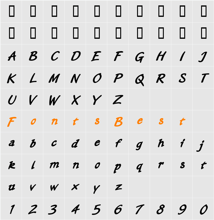 Shakah Character Map
