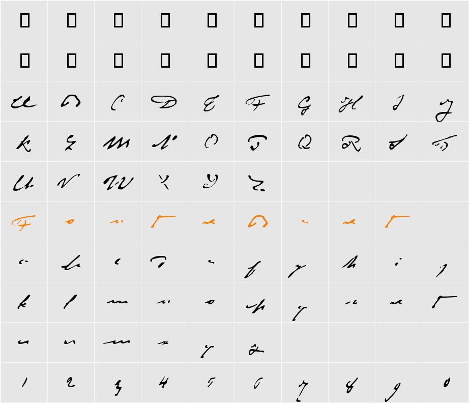 P22Monet Character Map