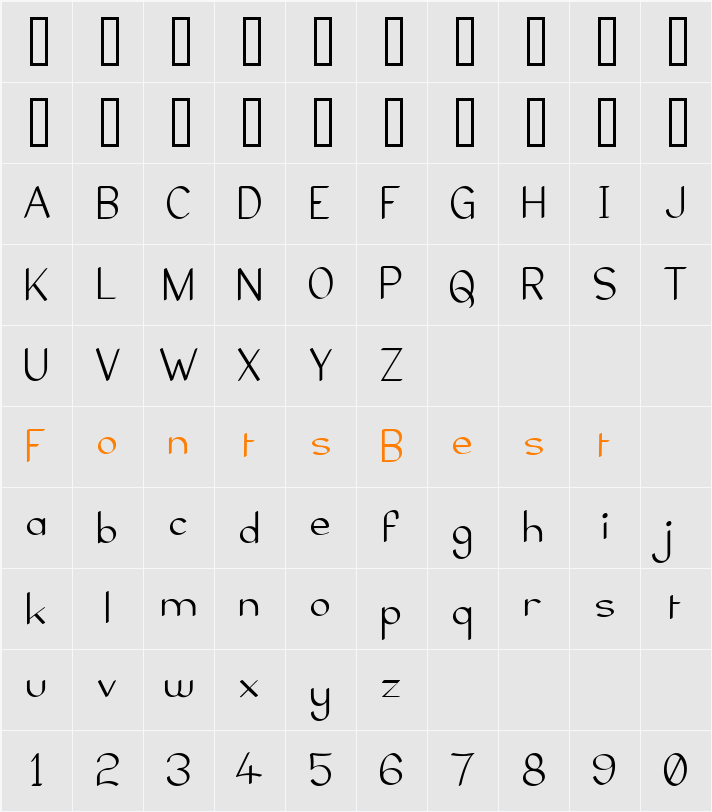 Elfar Normal G98 Character Map