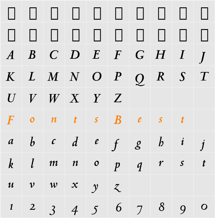 Venetian301 Bd BT Character Map