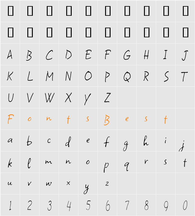 SquarePegROB Character Map