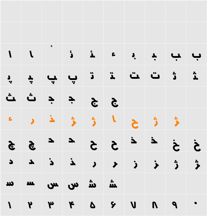 HMSYekta Character Map