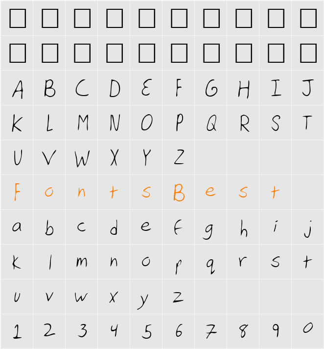 HarmonsHand Character Map