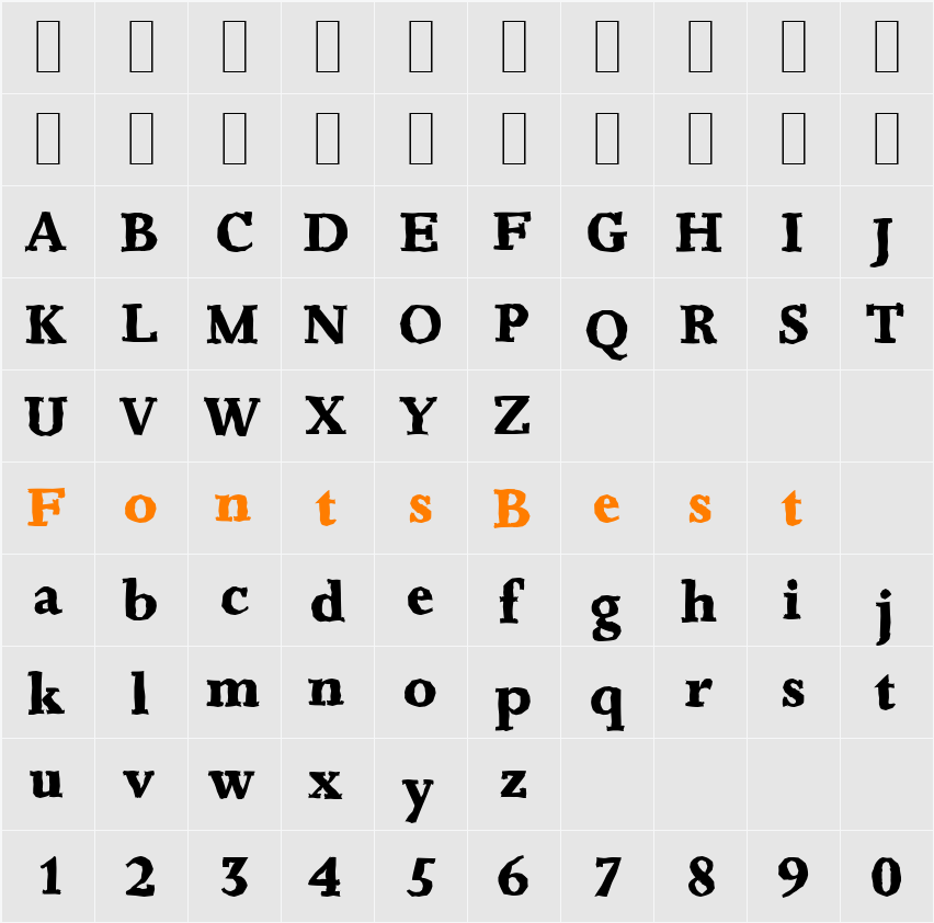 JessicaAntique-Xbold Character Map