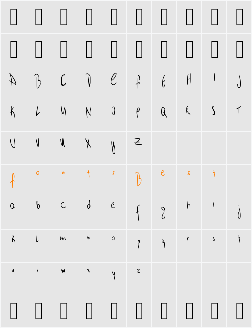 Easy going stroke Character Map