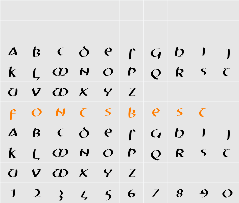 MKUnCialeObliqueFS Character Map