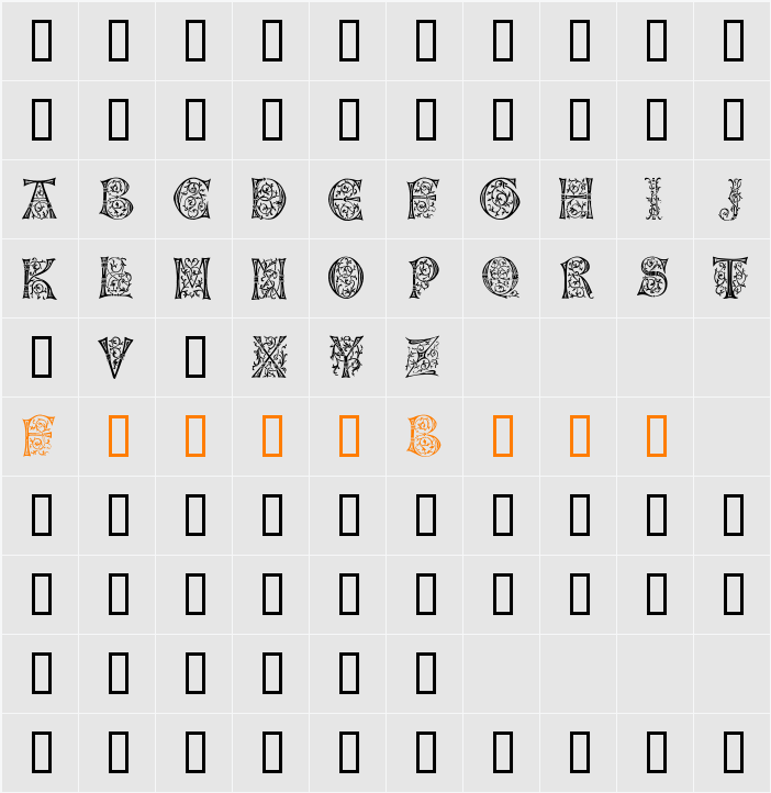 German Caps Character Map