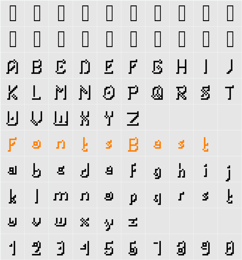 PortableTubeShad Character Map