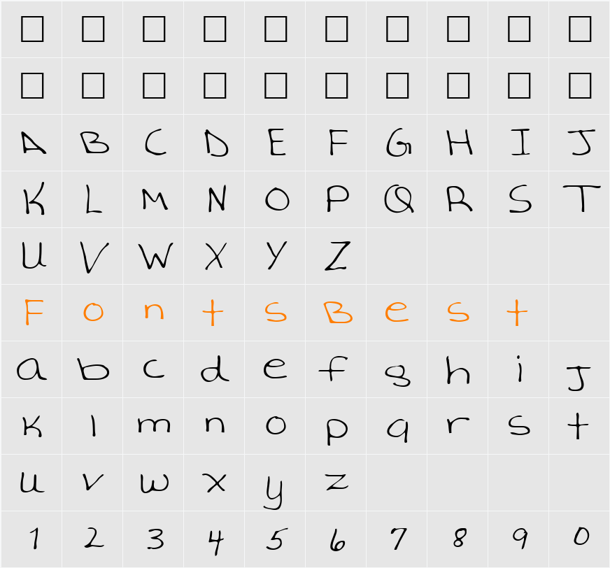 Tasha Character Map